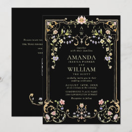 Convites Casamento de Frame Floral, Ornamentado Vitoriano G