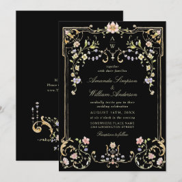 Convites Casamento de Frame Floral, Ornamentado Vitoriano G