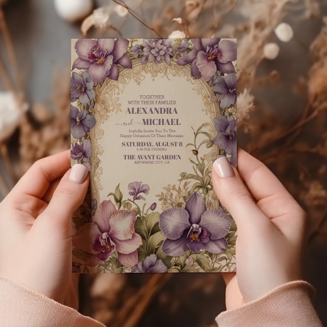 Convites Casamento de Frame Floral, Ornamentado Vitoriano G (Criador carregado)