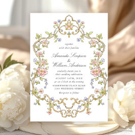 Convites Casamento de Frame Floral, Ornamentado Vitoriano G