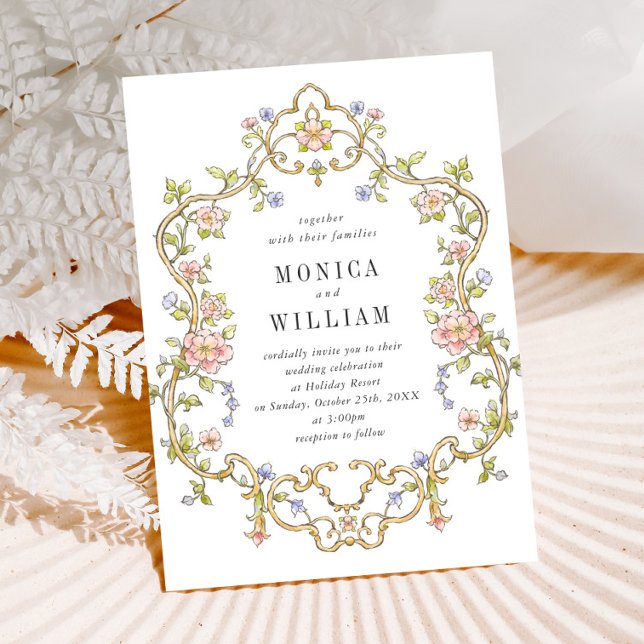 Convites Casamento de Frame Floral, Ornamentado Vitoriano G (Criador carregado)