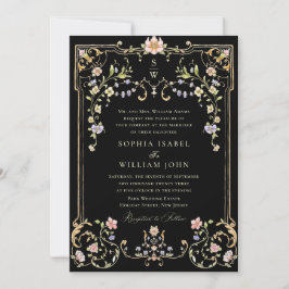 Convites Casamento de Frame Floral, Ornamentado Vitoriano G