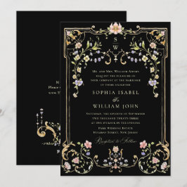 Convites Casamento de Frame Floral, Ornamentado Vitoriano G