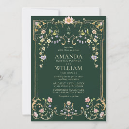 Convites Casamento de Frame Floral, Ornamentado Vitoriano G