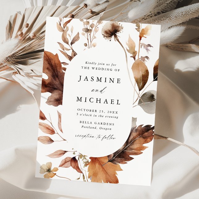 Convites Casamento de Frame Floral Rustic Autumn (Criador carregado)