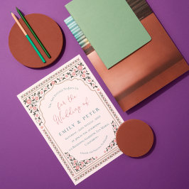 Convites Casamento de Frame Floral Vintage Oriental Border