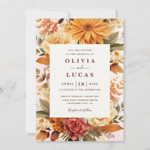 Convites Casamento de Frame Laranja Elegante