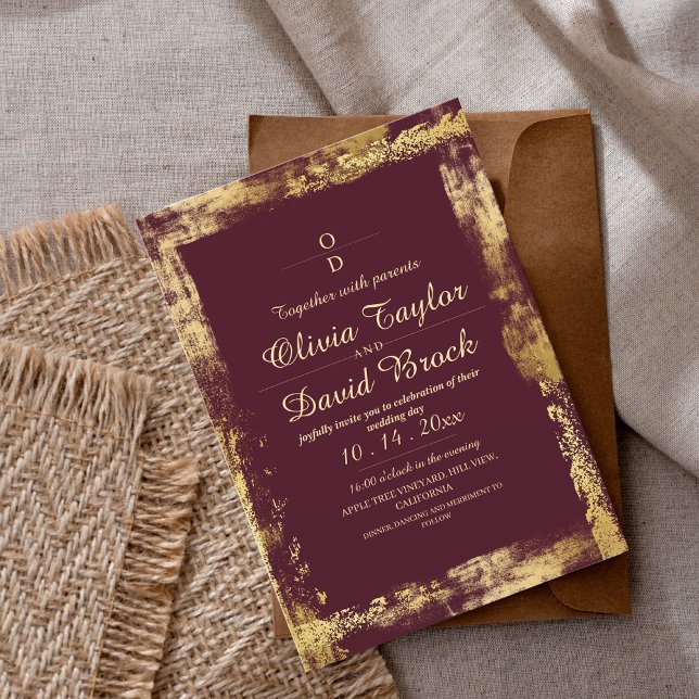 Convites Casamento de Frame Moderno e Dourado (Criador carregado)