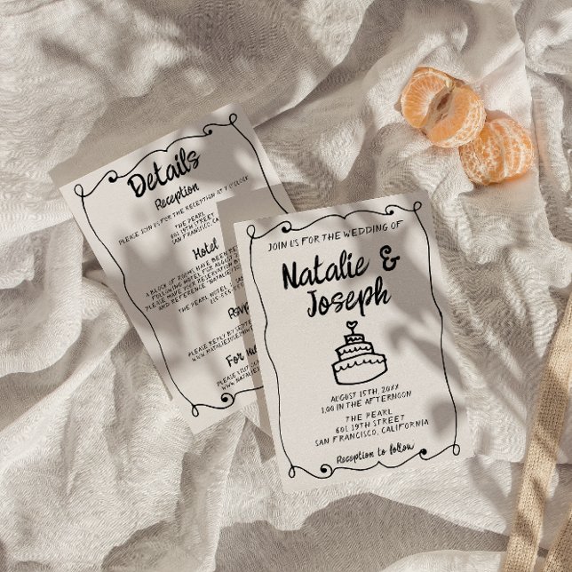 Convites Casamento De Frame Retrorna De Bolo Desenhado Em U (Criador carregado)