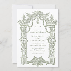 Convites Casamento de Frame Sage de Fronteira de Ornamento