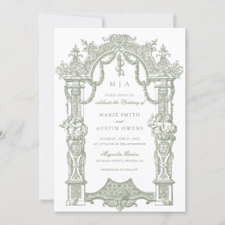 Convites Casamento de Frame Sage de Fronteira de Ornamento