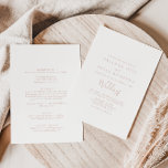 Convites Casamento de Frente e Traseira Minimalista Dourado<br><div class="desc">Este convite de casamento minimalista de ouro e rosa é perfeito para um casamento rústico. O design simples e elegante apresenta a tipografia de script clássico e de rico em rosa-ouro. Salve o papel, incluindo mais detalhes na parte traseira do convite em vez de em uma placa de gabinete separada....</div>