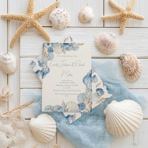 Convites Casamento de fronteira com Seashell Elegante