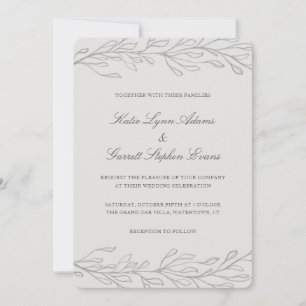 Convites Casamento de Fronteira de Ramificação de Lápis 