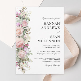 Convites Casamento de Fronteira de Rosas Botânicas Elegante