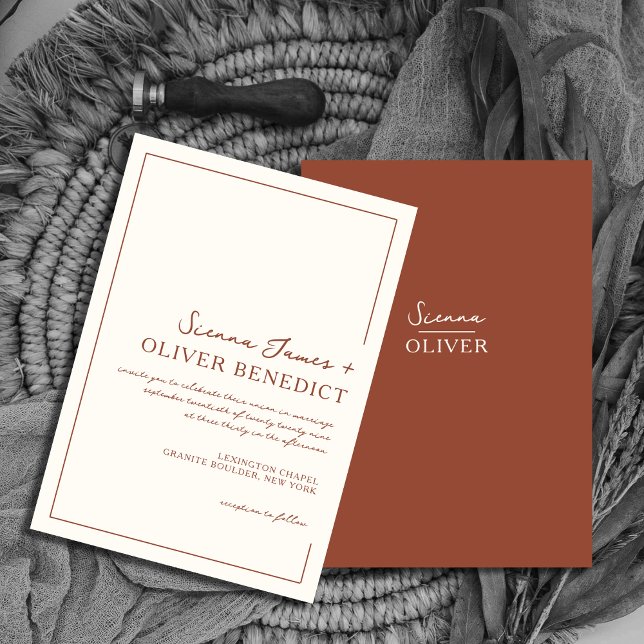 Convites Casamento de Fronteira de Terracotta Mínima Modern (Criador carregado)