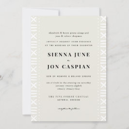 Convites Casamento de Fronteira Ecru Boho Mudcloth