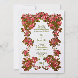 Convites Casamento de Fronteira Floral Vintage Arbusto de R