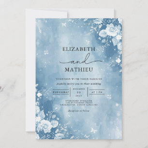 Convites Casamento de Frost Floral Azul Eetal