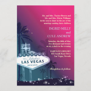 Convites Casamento de Fuchsia em Sea Green Las Vegas Nevada