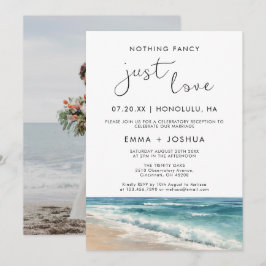 Convites Casamento de Fuga Minimalista com Foto na Praia Re