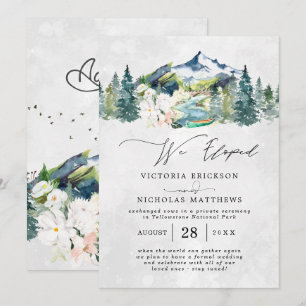 Convites Casamento de Fuga na Floresta Montanhosa Rústica e