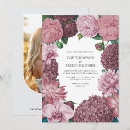 Convites Casamento de Fumaça Rosa, Peônia Empoeirada e Argi