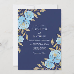 Convites Casamento de Gala Resplandecente Azul Marinho
