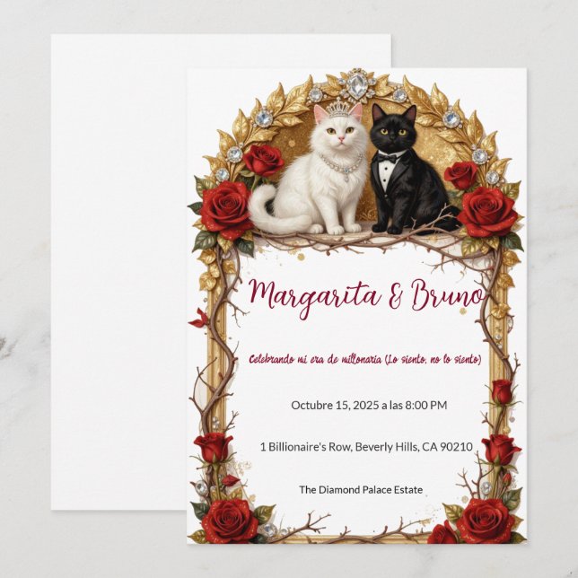 Convites Casamento de Gato de Vingança Viral (Frente/Verso)