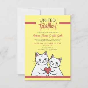 Convites Casamento de Gatos Brancos Brancos e Vermelhos