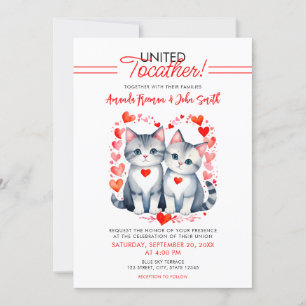 Convites Casamento de Gatos Brancos e Vermelhos com Aquarel