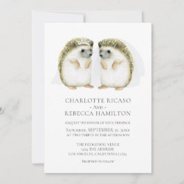 Convites Casamento de Gay Cute de Hedgehog Brides Personali
