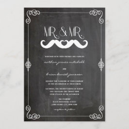 Convites Casamento de Gay de Chalkboard com amor de bigode