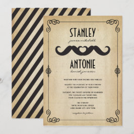 Convites Casamento de Gay de papel de dupla bigode com amor