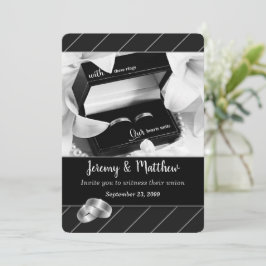 Convites Casamento de gay e Lésbicas Black Stripe e Rings