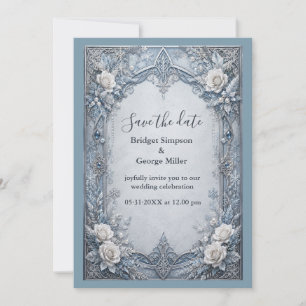 Convites Casamento de Gelo Prateado Gótico Medieval de Inve
