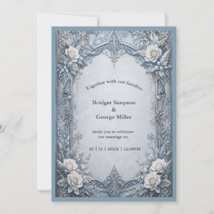 Convites Casamento de Gelo Prateado Gótico Medieval de Inve