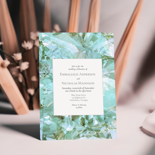 Convites Casamento de Gemstone Cristal de Vidro Elegante (Criador carregado)