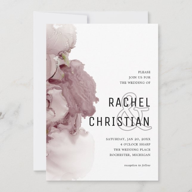 Convites casamento de geode abstrato rosa (Frente)