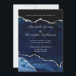 Convites Casamento de Geodo de Agitação de Silver Azul mari<br><div class="desc">Elegante agate geode nos convites de casamento em cores azul marinho e cintilação prateada.</div>