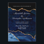 Convites Casamento de Geodo de Agitação Dourada Azul<br><div class="desc">Real,  azul e Dourada Glitter Agate elegante Convite para Casamento de marinhos Chic. Criado por © Casamentos Lesruba.</div>