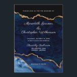 Convites Casamento de Geodo de Agitação Dourada Azul<br><div class="desc">Real,  azul e Dourada Glitter Agate elegante Convite para Casamento de marinhos Chic. Criado por © Casamentos Lesruba.</div>