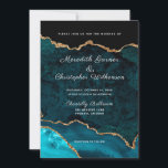 Convites Casamento de Geodo de Agitação Dourada Teal<br><div class="desc">Turquesa Teal e Dourada Glitter Agate elegante Convite para Casamento Chic. Criado por © Casamentos Lesruba.</div>