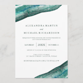 Convites Casamento de Geodo de Teal Watercolor