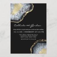 Casamento de Geodo Dourado Negro Simples Moderno