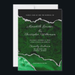 Convites Casamento de Geodo Glitter Verde e Silver<br><div class="desc">Os convites para casamento Gode elegantes em cores brilhantes de verde esmeralda e cintilação prateada.</div>
