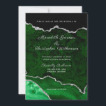 Convites Casamento de Geodo Glitter Verde e Silver<br><div class="desc">Os convites para casamento Gode elegantes em cores brilhantes de verde esmeralda e cintilação prateada.</div>