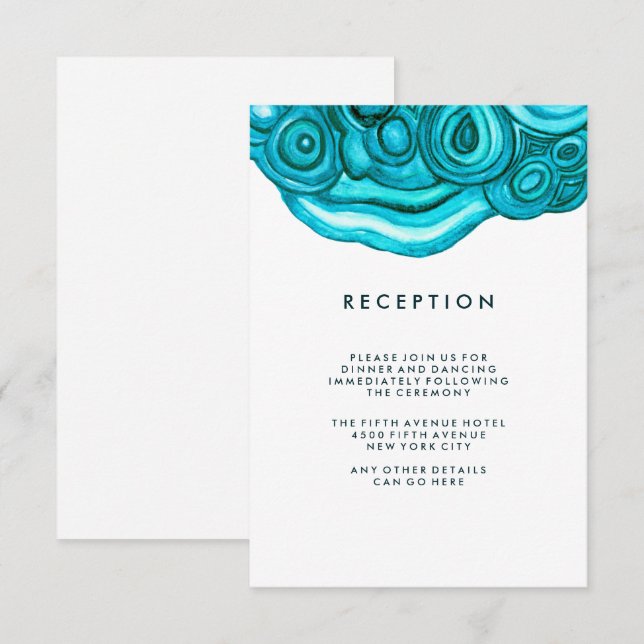 Convites Casamento de Geodo Moderno| Recepção Azul (Frente/Verso)