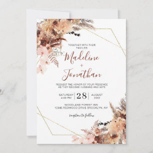 Convites Casamento de Geometria Floral de Autumn Boho Terra