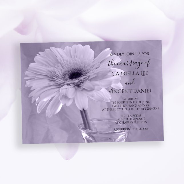Convites Casamento de Gerber Daisy Roxo-Claro (Criador carregado)